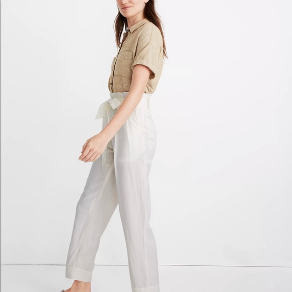 NWT Madewell Linen blend Paperbag Pants - Picture 4 of 5